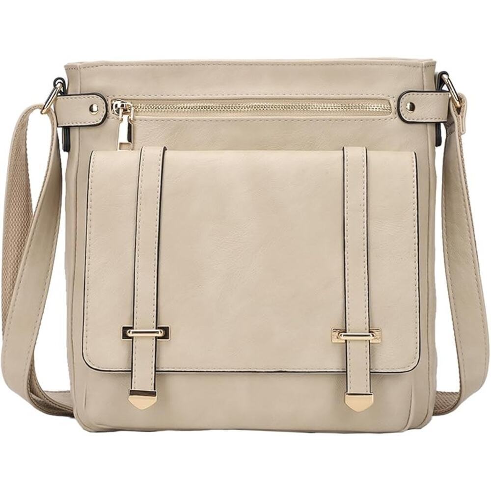 Vegan Leather Crossbody Purse Apricot Multi-Pocket, Versatile & Stylish